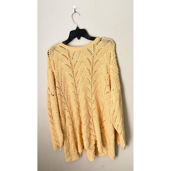 Cotton Mania Crochet Knit Sweater Top, Women's Long Sleeve, Vintage, Yellow M - Picture 1 of 11
